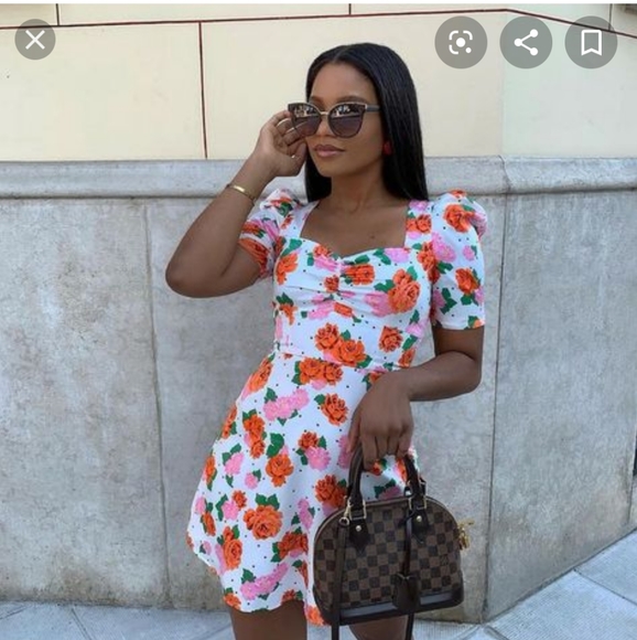 zara floral print mini dress